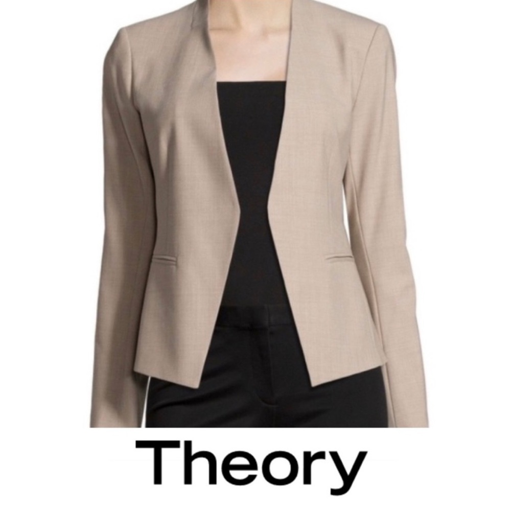 Theory Lanai Open Front Blazer NWT size 10 oatmeal